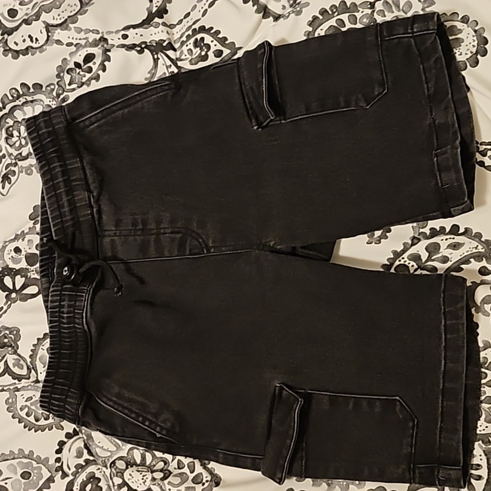 Faded Black Drawstring Kids Shorts